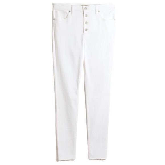 MADEWELL | NEW White 9” Mid-Rise Skinny Jeans Exposed Button Fly Women’s Size 37 - Picture 2 of 13
